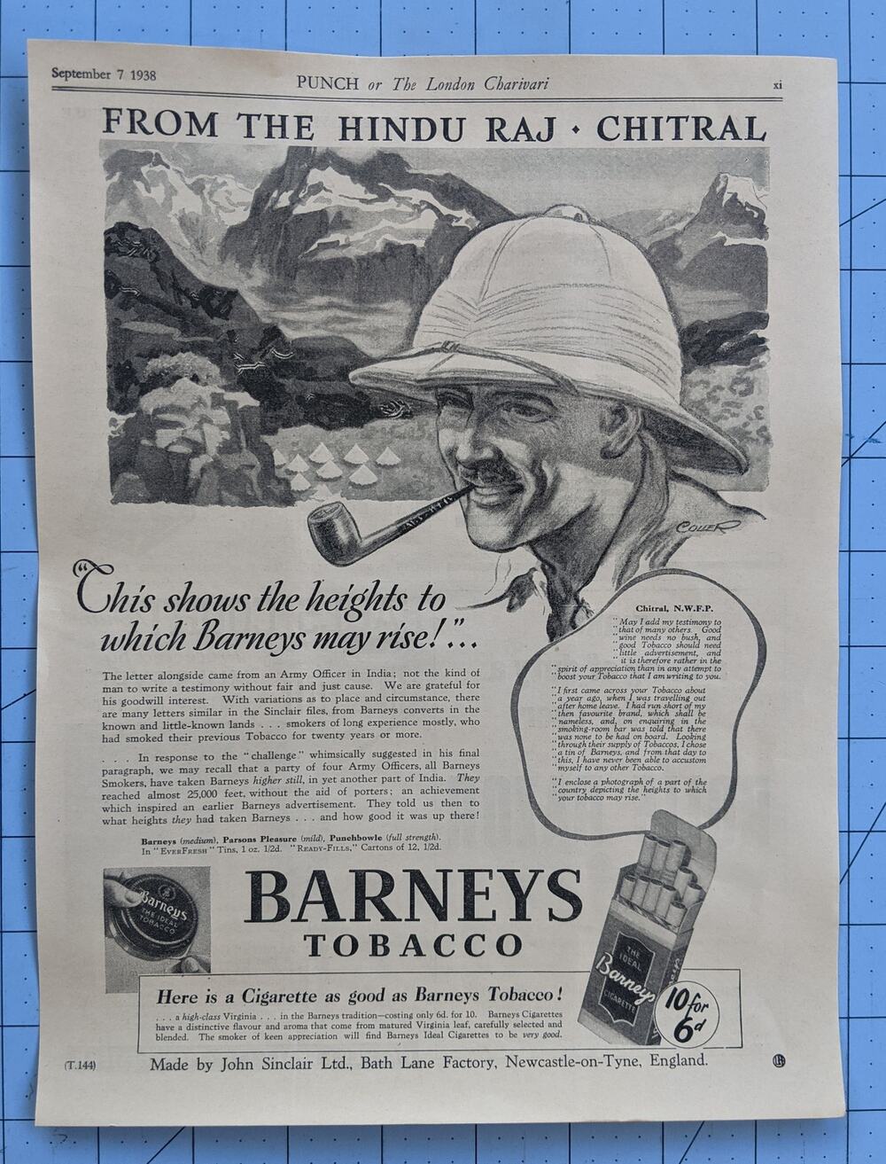 1938 Vintage Print Ad Barneys Tobacco